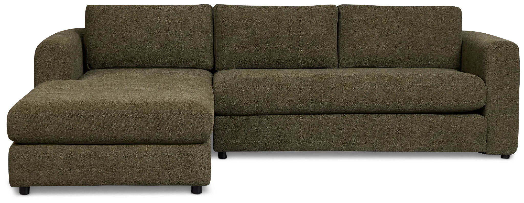 Alma Dark Green Fabric Left Chaise Sectional