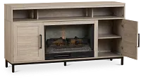 Brandon Light Gray 60" Tv Stand With Fireplace Insert
