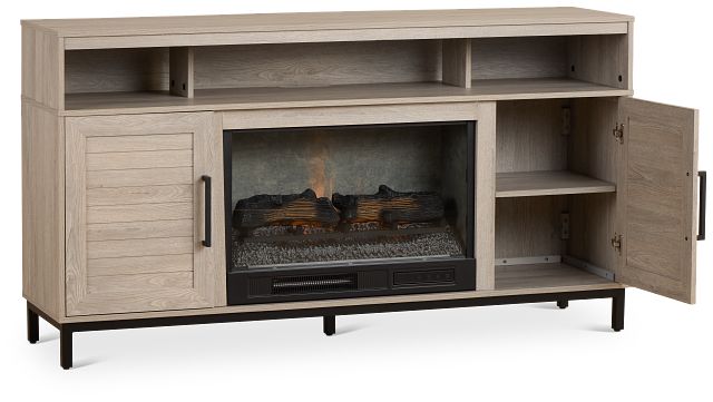 Brandon Light Gray 60" Tv Stand With Fireplace Insert