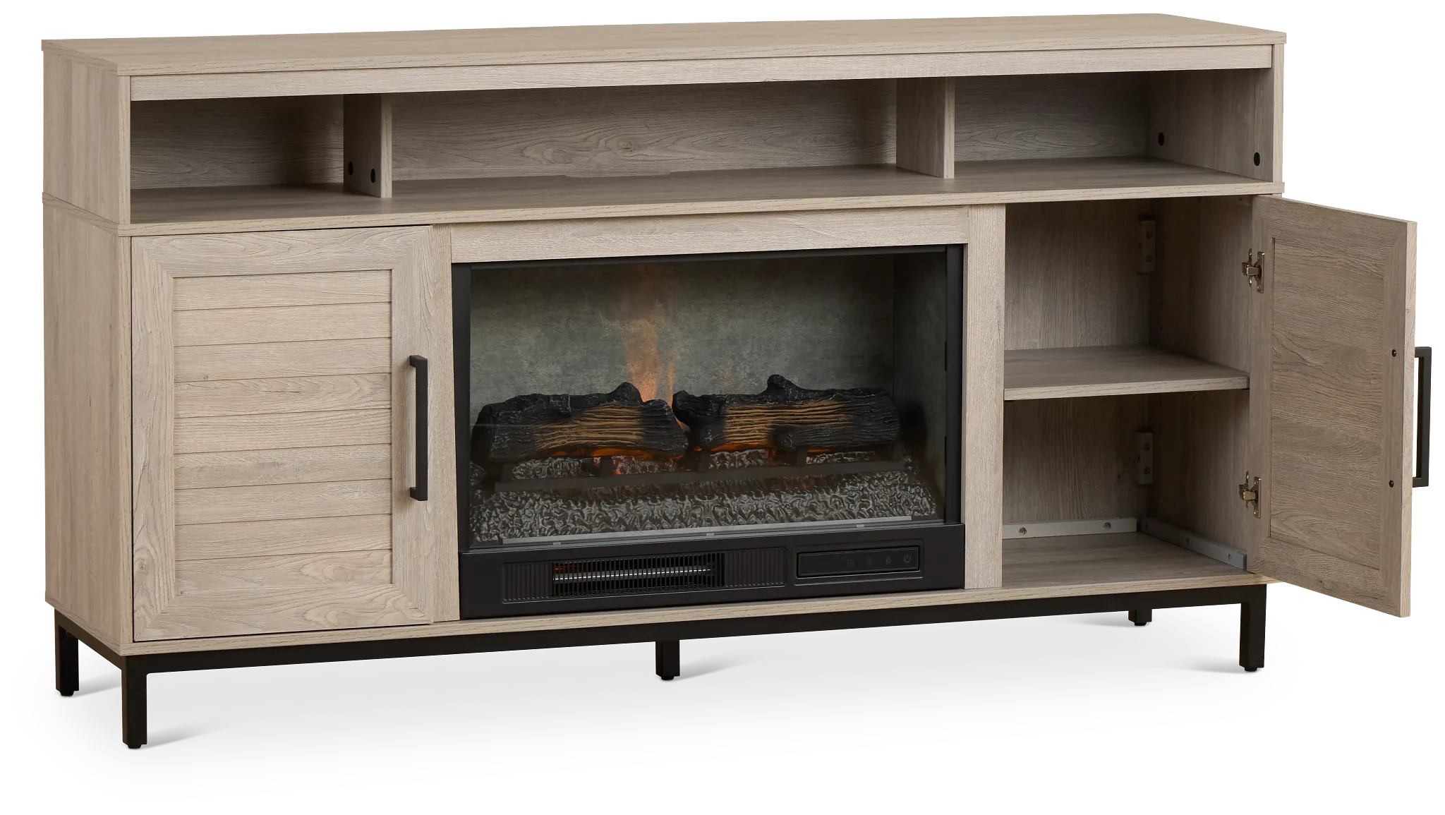 Brandon Light Gray 60" Tv Stand With Fireplace Insert