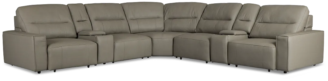 Rudy Gray Lthr/vinyl Large Tri Power 2 Arm Extension Chaise Sectional