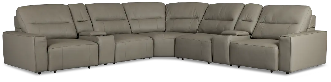 Rudy Gray Lthr/vinyl Large Tri Power 2 Arm Extension Chaise Sectional Rudy Gray Lthr/vinyl Large Tri Power 2 Arm Extension Chaise Sectional