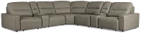 Rudy Gray Lthr/vinyl Large Tri Power 2 Arm Extension Chaise Sectional