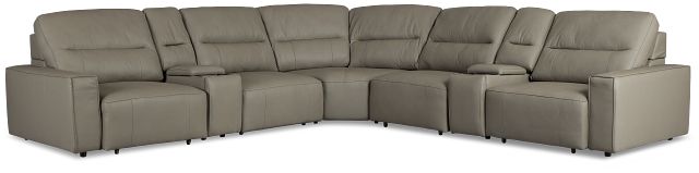 Rudy Gray Lthr/vinyl Large Tri Power 2 Arm Extension Chaise Sectional