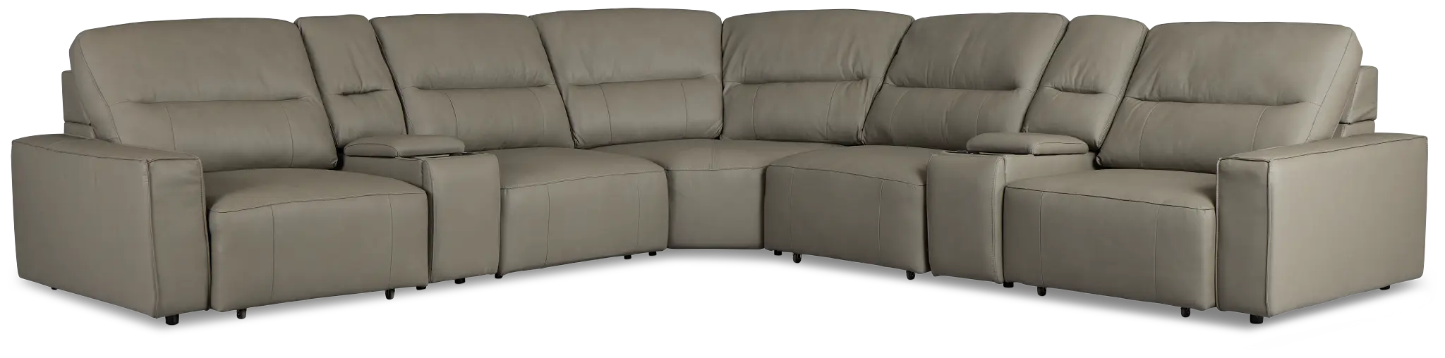 Rudy Gray Lthr/vinyl Large Tri Power 2 Arm Extension Chaise Sectional Rudy Gray Lthr/vinyl Large Tri Power 2 Arm Extension Chaise Sectional