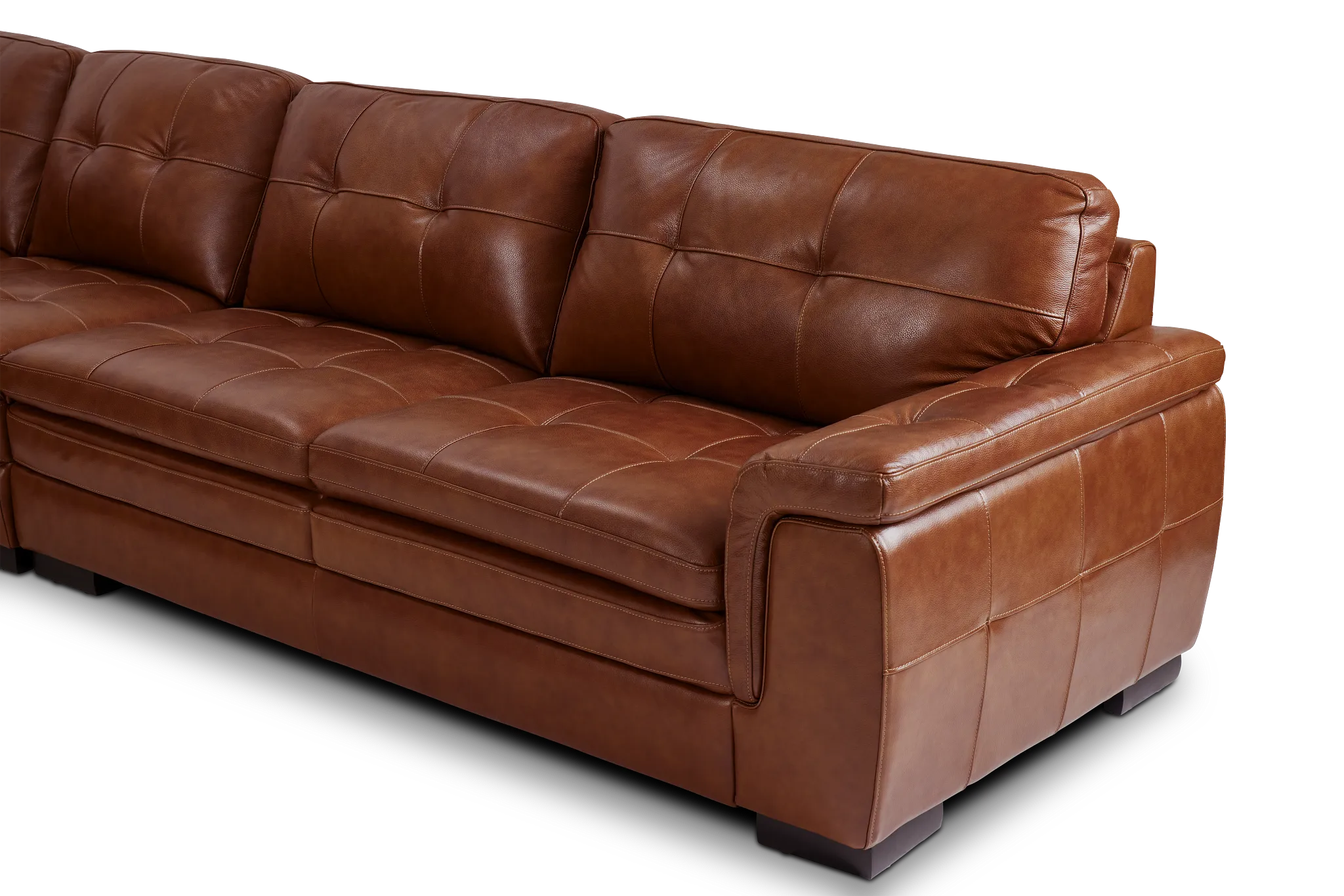 Braden Medium Brown Leather Large Two-arm Sectional