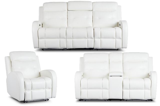 Omega White Micro Power Reclining Living Room