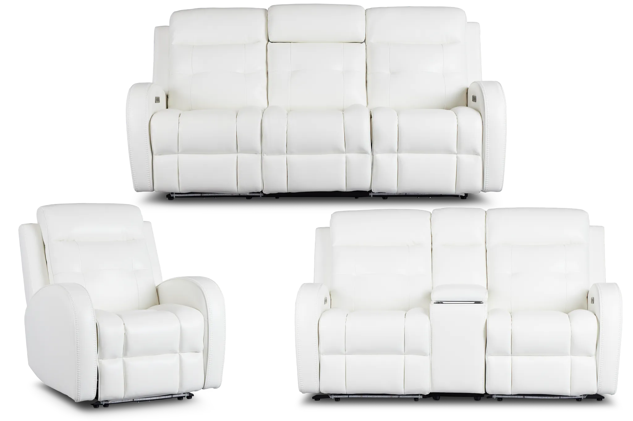 Omega White Micro Power Reclining Living Room