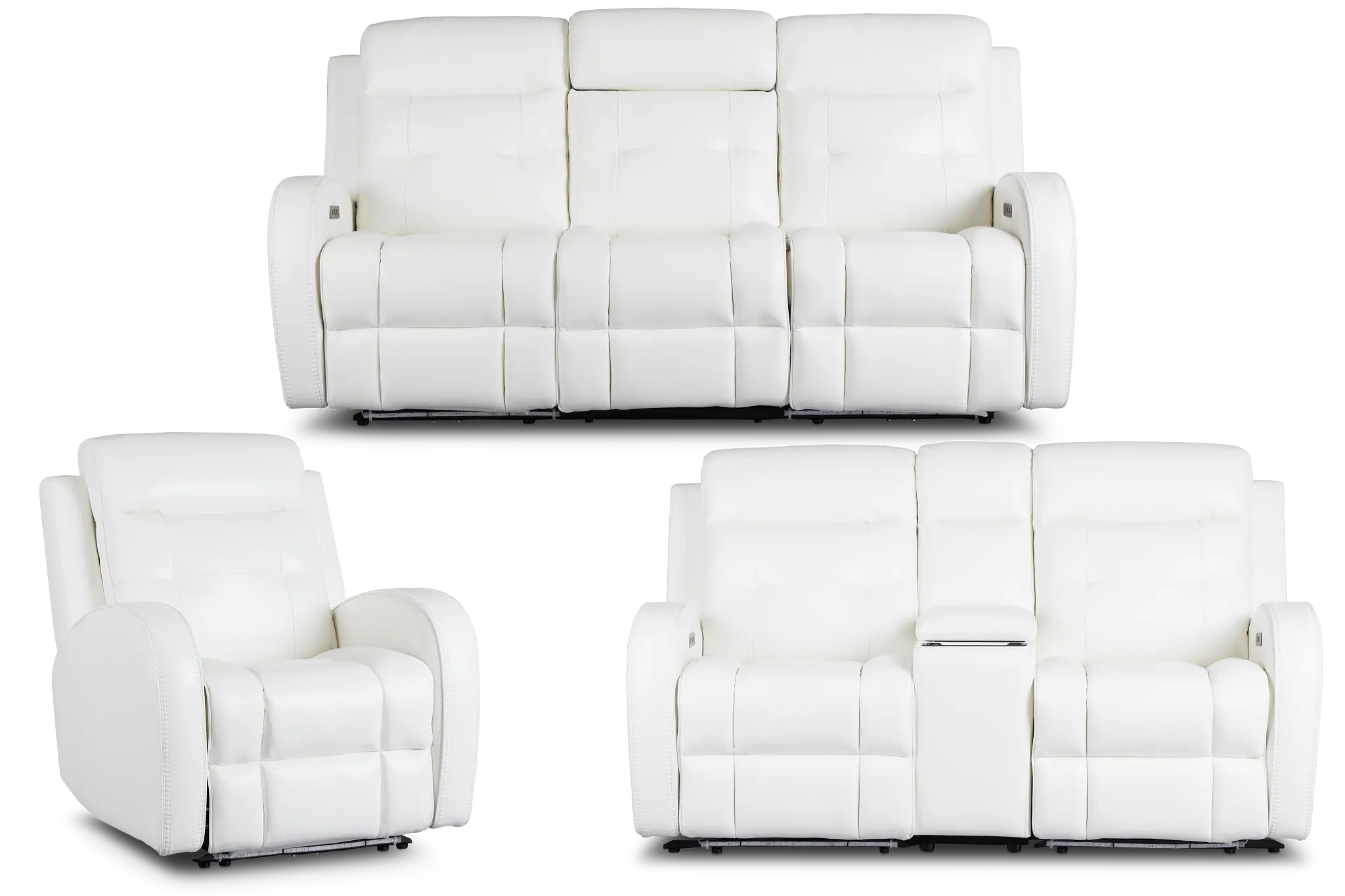 Omega White Micro Power Reclining Living Room Omega White Micro Power Reclining Living Room