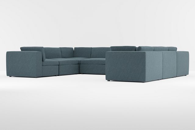 Destin Elevation Dark Blue Fabric 8-piece Modular Sectional