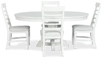 Cape Cod Ivory Round Table & 4 Upholstered Chairs