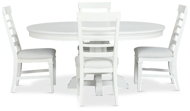 Cape Cod Ivory Round Table & 4 Upholstered Chairs