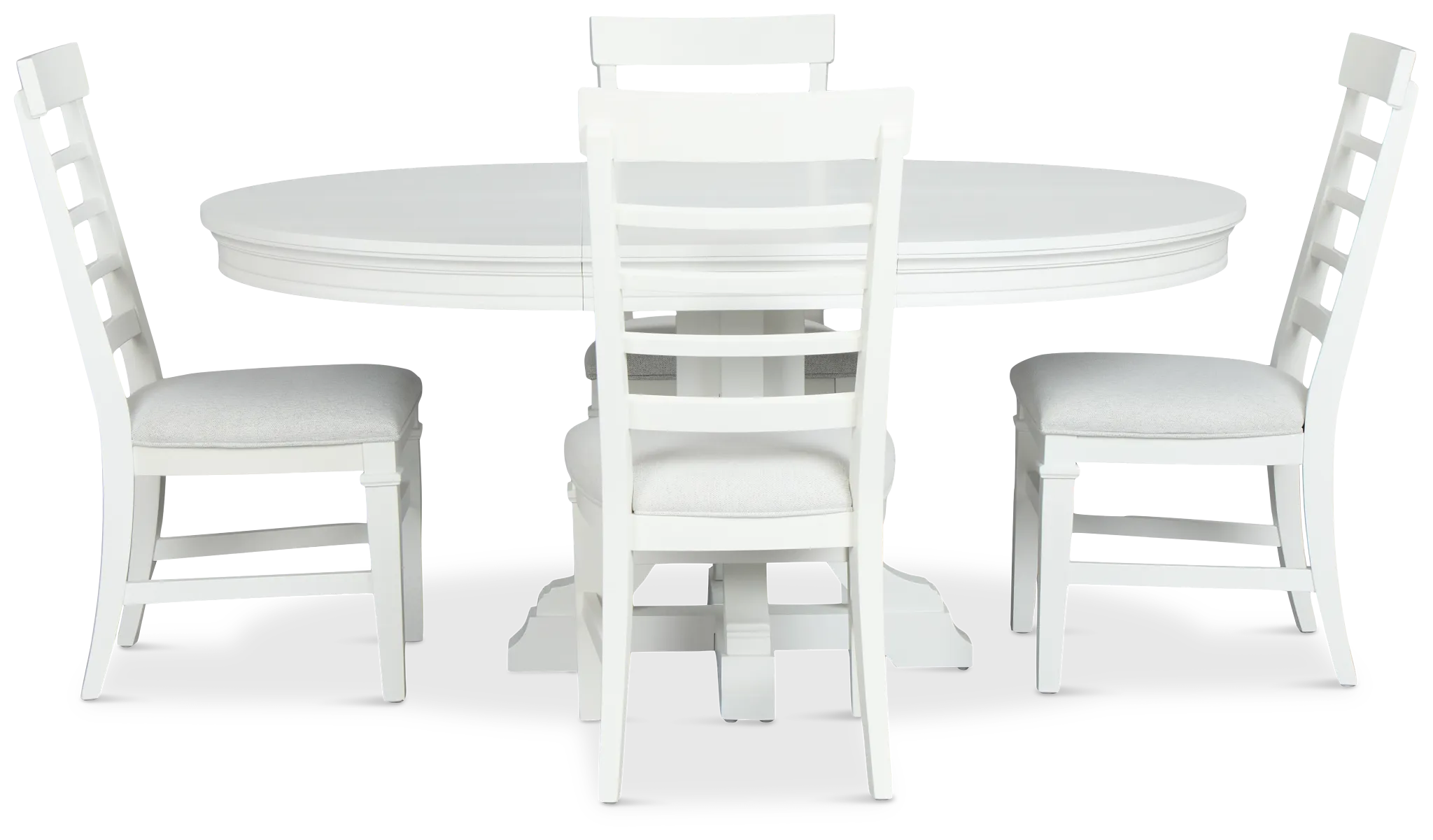 Cape Cod Ivory Round Table & 4 Upholstered Chairs