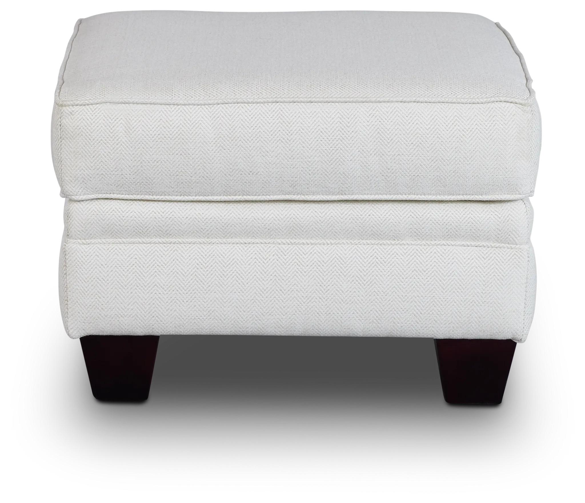 Avery White Fabric Ottoman