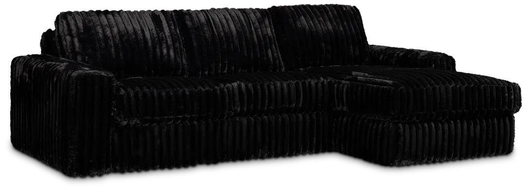 Teddy Black Fabric Right Chaise Sectional