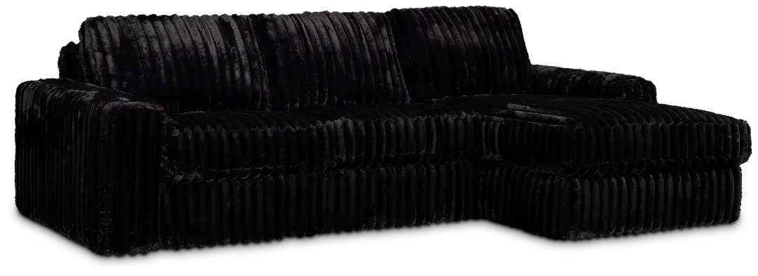 Teddy Black Fabric Right Chaise Sectional Teddy Black Fabric Right Chaise Sectional