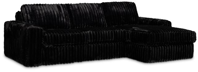 Teddy Black Fabric Right Chaise Sectional