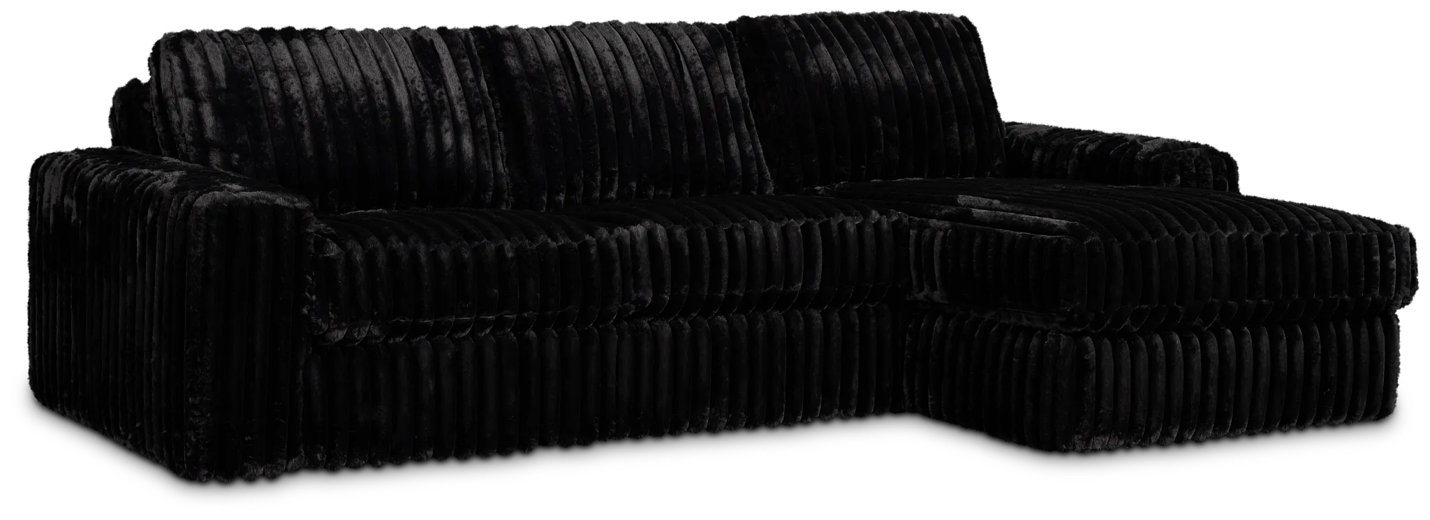 Teddy Black Fabric Right Chaise Sectional