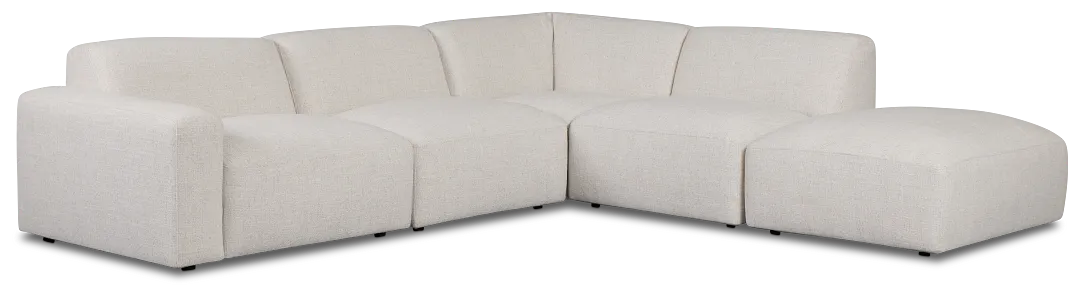 Baylor Light Beige Fabric 5-piece Right Facing Bumper Sectional