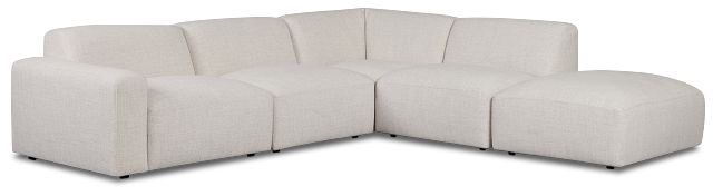 Baylor Light Beige Fabric 5-piece Right Facing Bumper Sectional