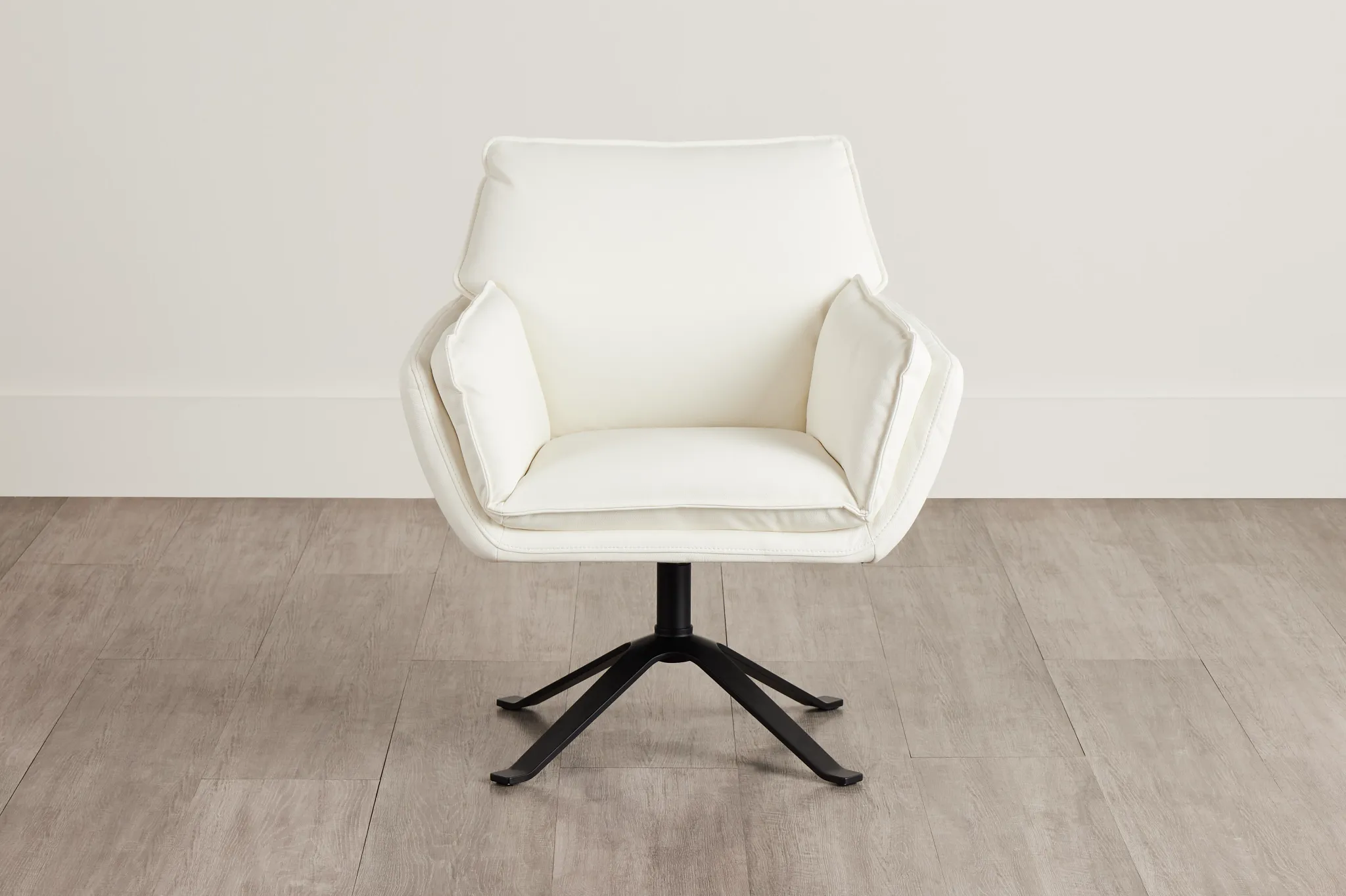 Farley White Micro Swivel Accent Chair