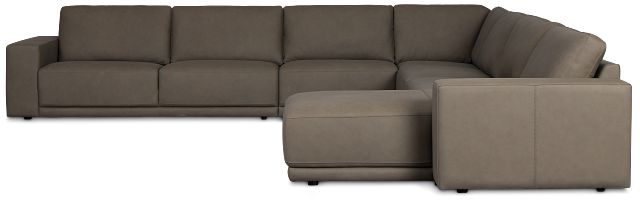 Kellan Dark Gray Leather Large Right Chaise Sectional