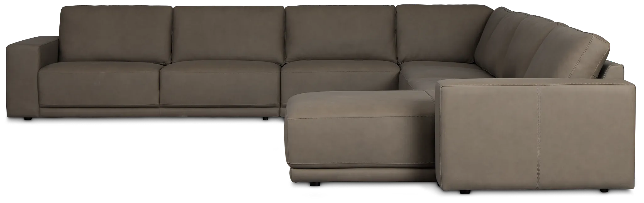 Kellan Dark Gray Leather Large Right Chaise Sectional