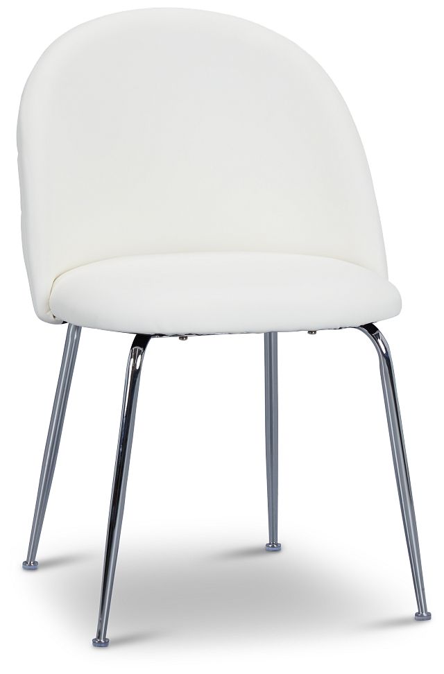Capri White Micro Upholstered Side Chair W/ Chrome Legs