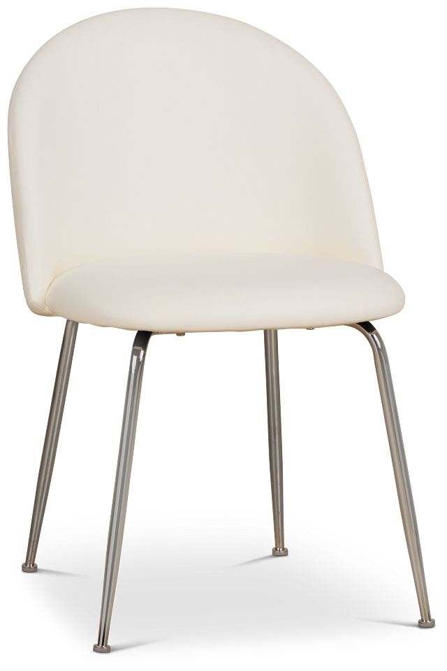 Capri White Micro Upholstered Side Chair W/ Chrome Legs