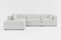 Destin Delray Pewter Fabric 5pc Bumper Sectional