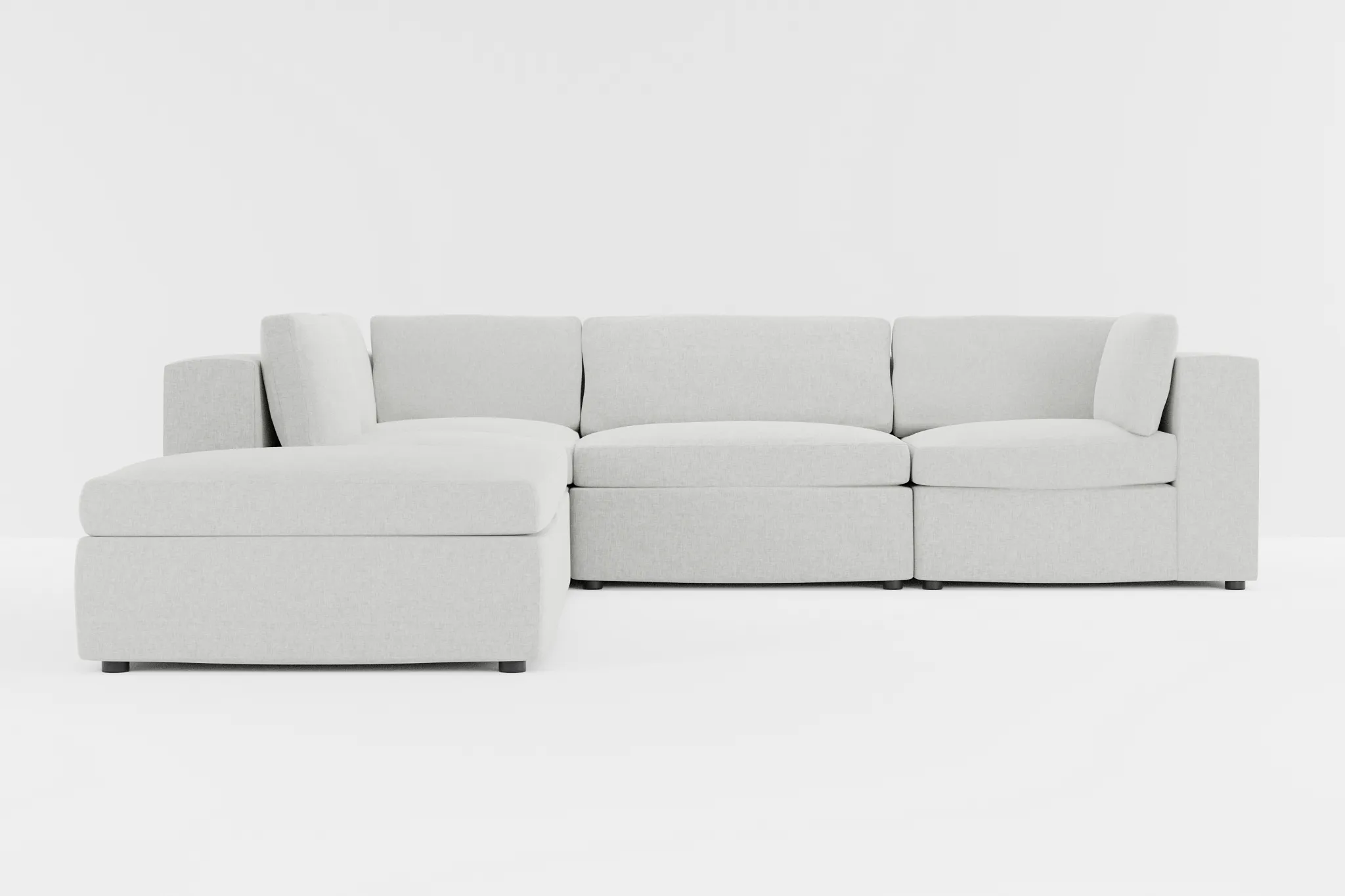 Destin Delray Pewter Fabric 5pc Bumper Sectional