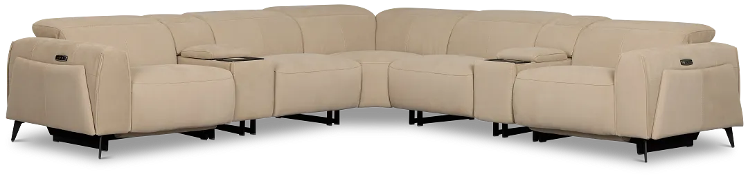 Reyna Beige Micro Large Dual Power Reclining Two-arm Sectional