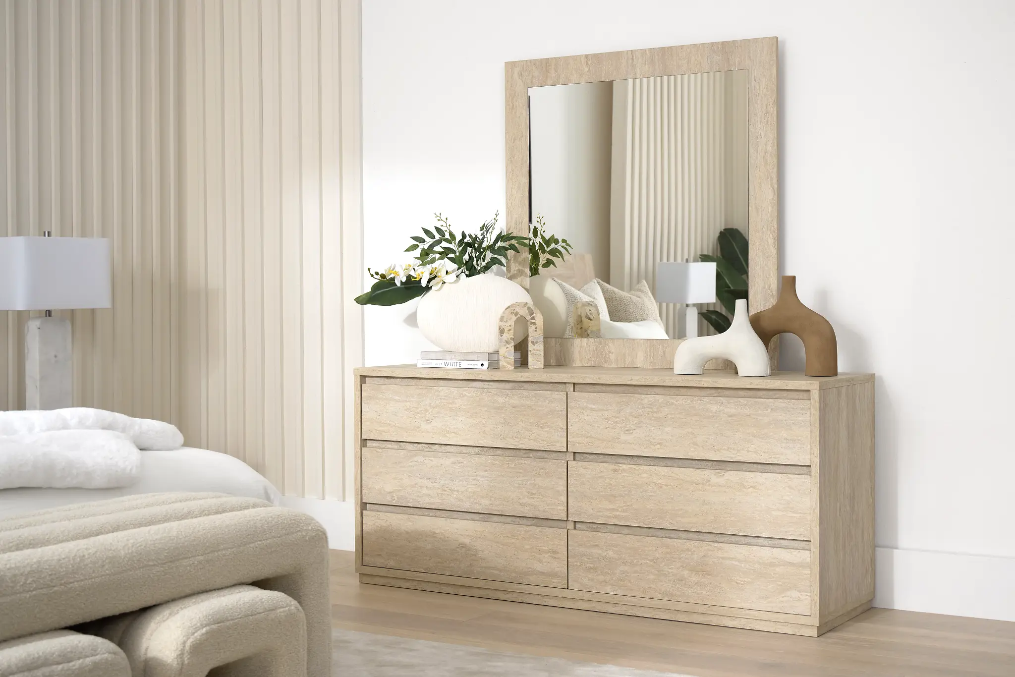 Malta Light Gray Dresser & Mirror Malta Light Gray Dresser & Mirror