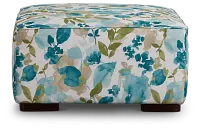Wellstone Teal Fabric Cocktail Ottoman