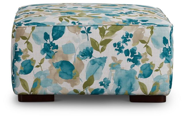 Wellstone Teal Fabric Cocktail Ottoman