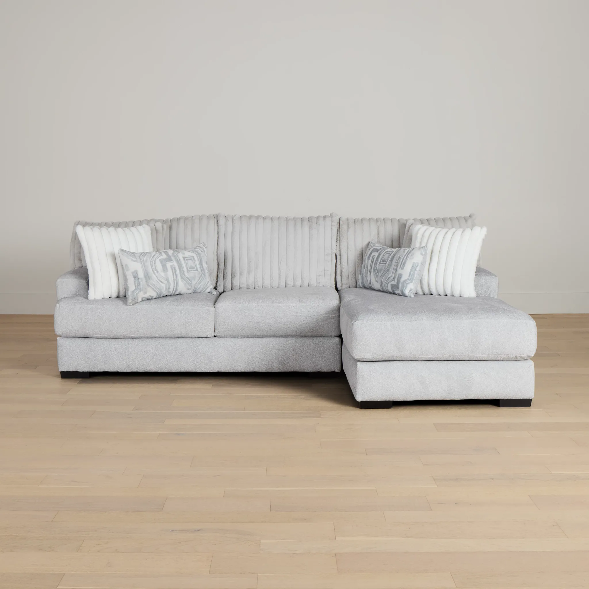 Kylie Light Gray Fabric Right Chaise Sectional