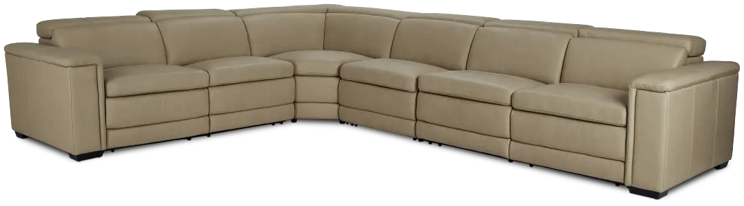 Ainsley Beige Leather Large Dual Power Reclining Two-arm Sectional Ainsley Beige Leather Large Dual Power Reclining Two-arm Sectional