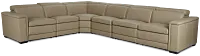 Ainsley Beige Leather Large Dual Power Reclining Two-arm Sectional