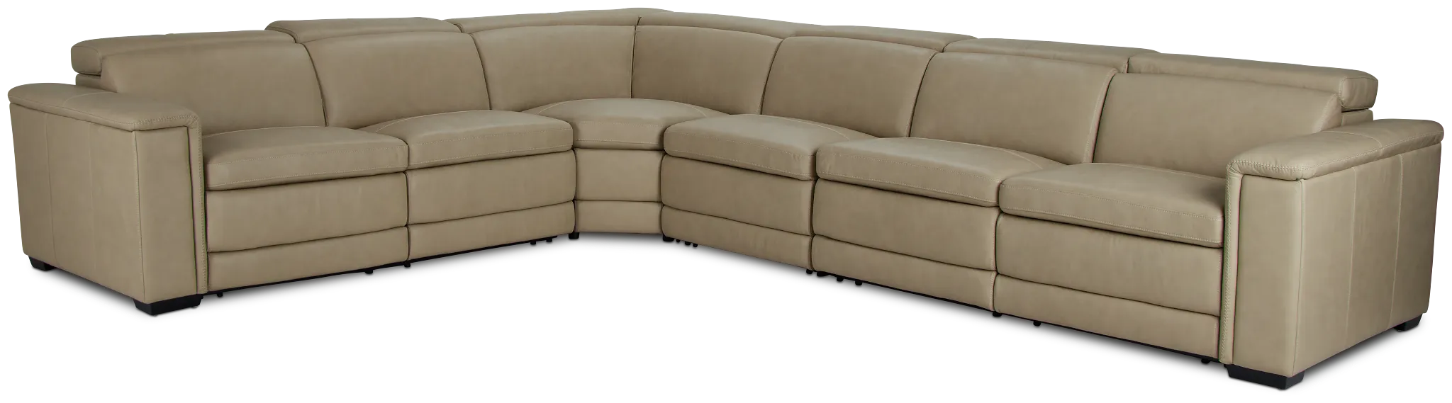 Ainsley Beige Leather Large Dual Power Reclining Two-arm Sectional
