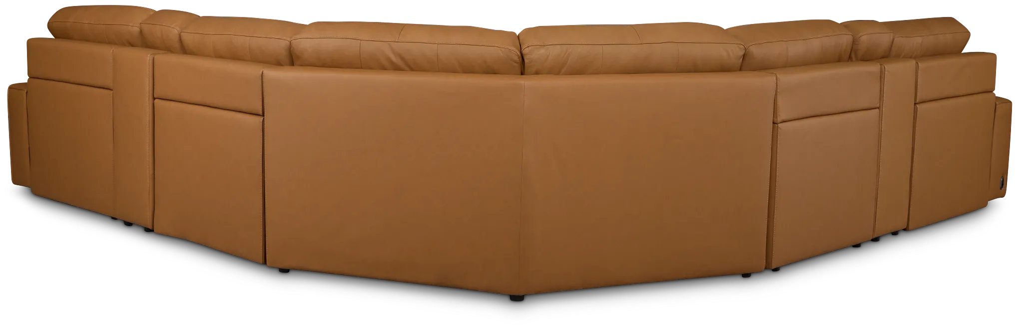 Rudy Brown Lthr/vinyl Large Dual Power Right Extension Chaise Sectional