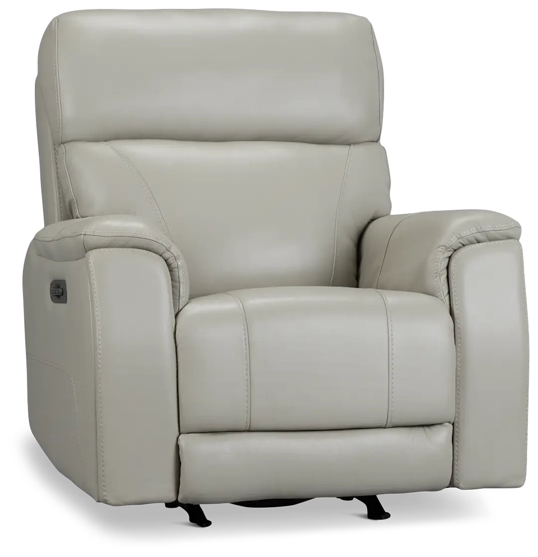 Wells Light Gray Lthr/vinyl Power Recliner With Heat And Massage Wells Light Gray Lthr/vinyl Power Recliner With Heat And Massage