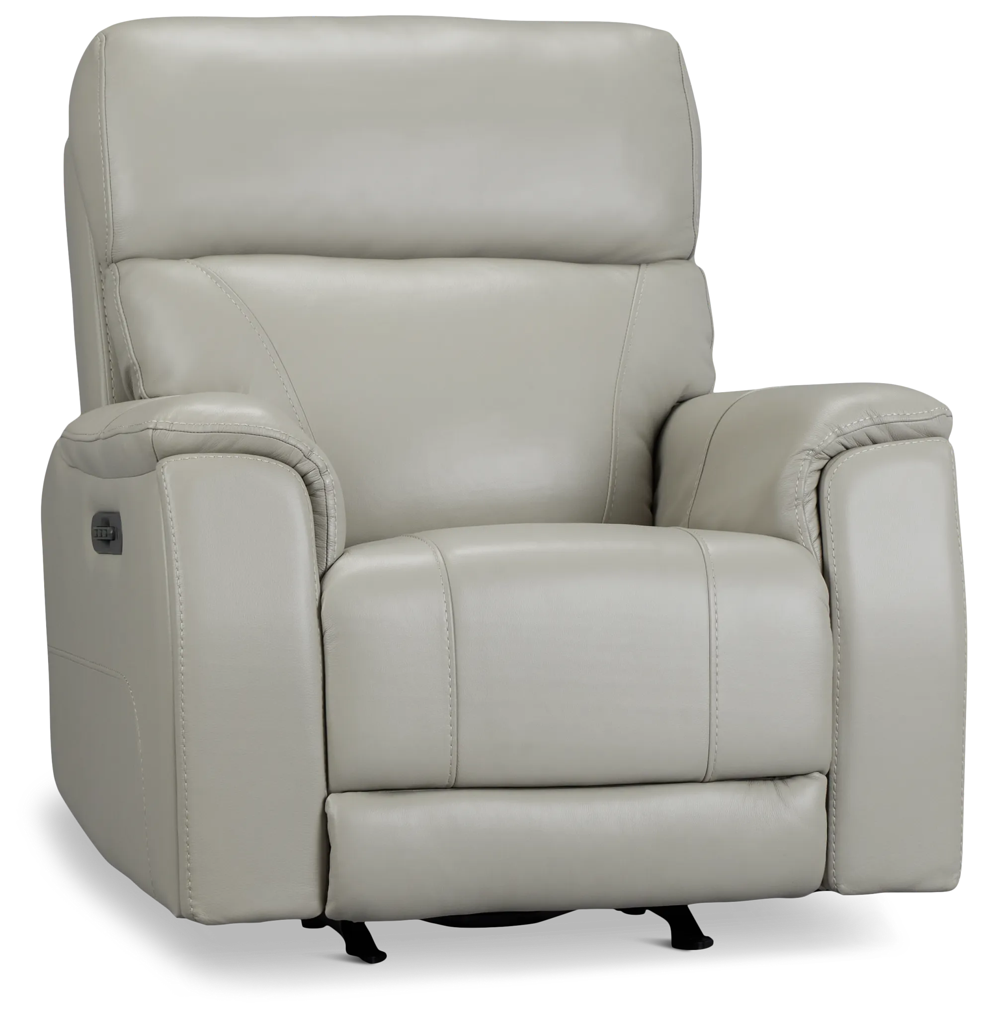 Wells Light Gray Lthr/vinyl Power Recliner With Heat And Massage