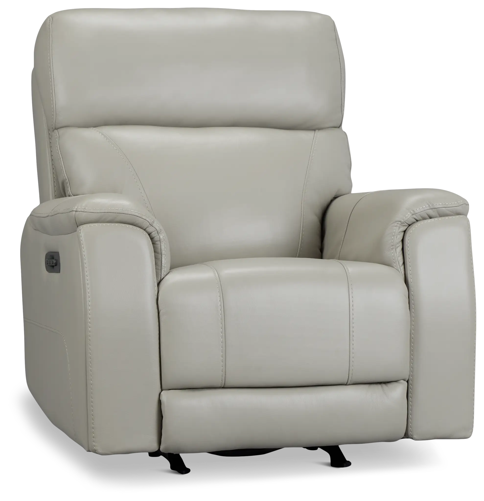 Wells Light Gray Lthr/vinyl Power Recliner With Heat And Massage Wells Light Gray Lthr/vinyl Power Recliner With Heat And Massage