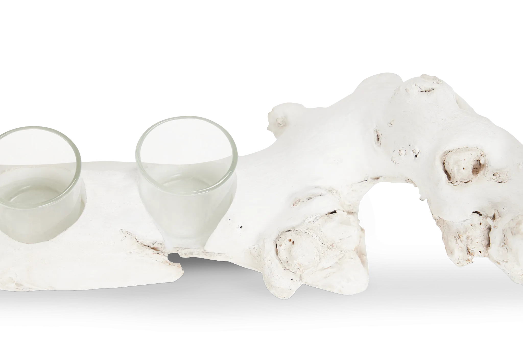 Tygra White Wood Candle Holder