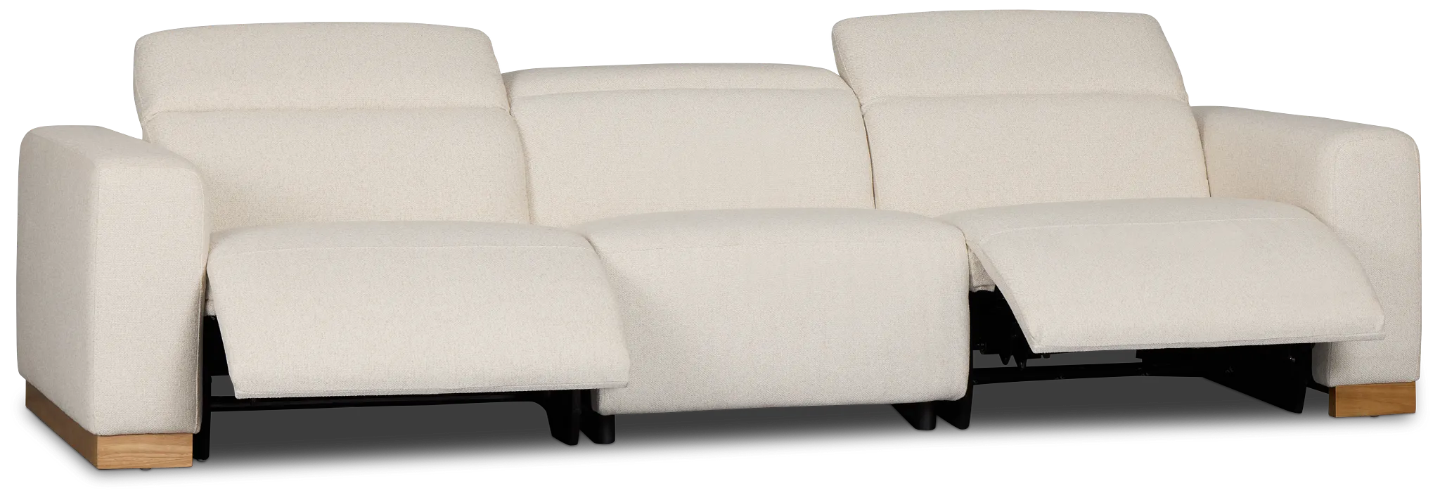 Leona Light Beige Fabric 3-piece Modular Power Sofa