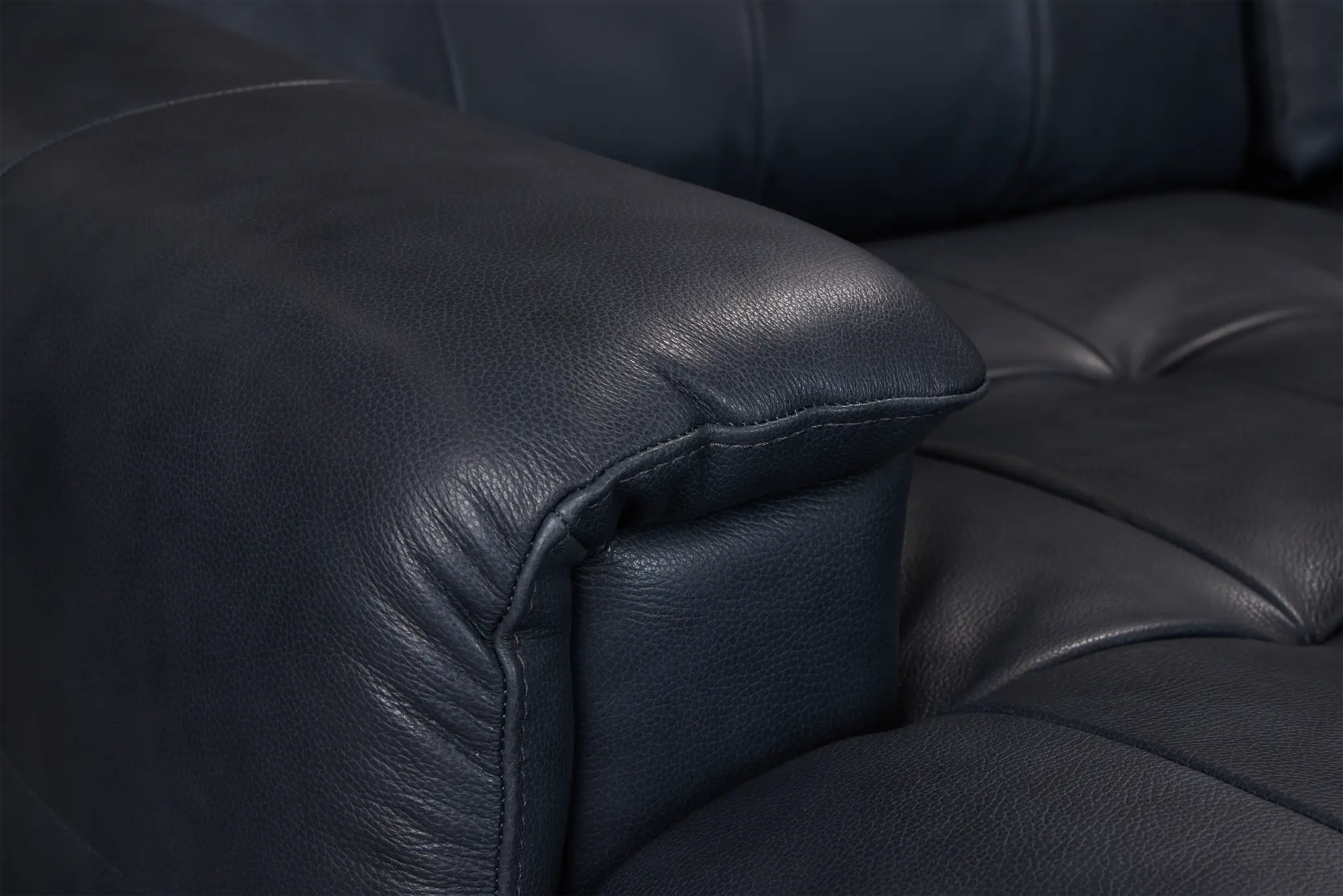 Rowan Navy Leather U-shaped Sectional W/ Right Bumper Rowan Navy Leather U-shaped Sectional W/ Right Bumper