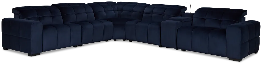 Gemma Navy Velvet Medium Triple Power 2-arm Sectional