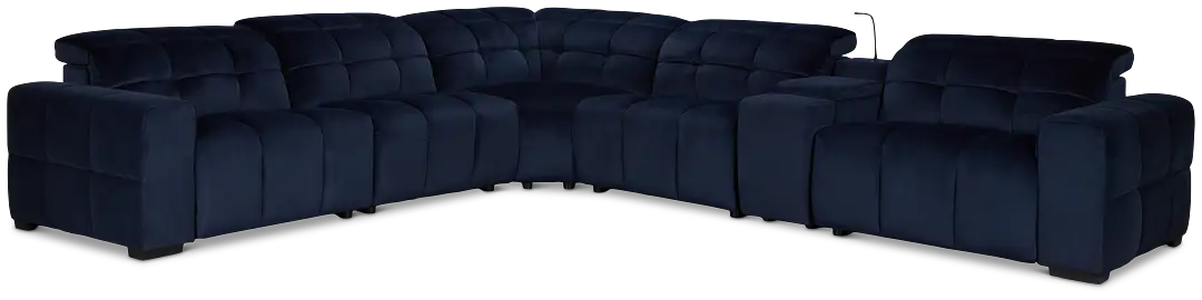 Gemma Navy Velvet Medium Triple Power 2-arm Sectional Gemma Navy Velvet Medium Triple Power 2-arm Sectional