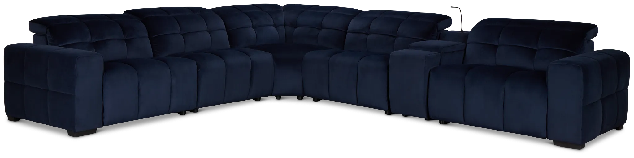 Gemma Navy Velvet Medium Triple Power 2-arm Sectional