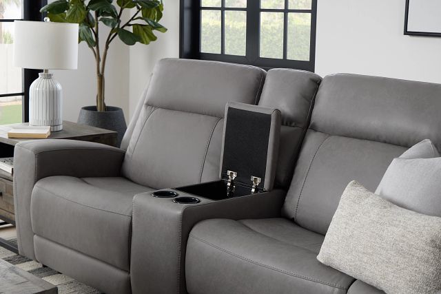 Colton Light Gray Micro Medium Triple Power 2-arm Sectional